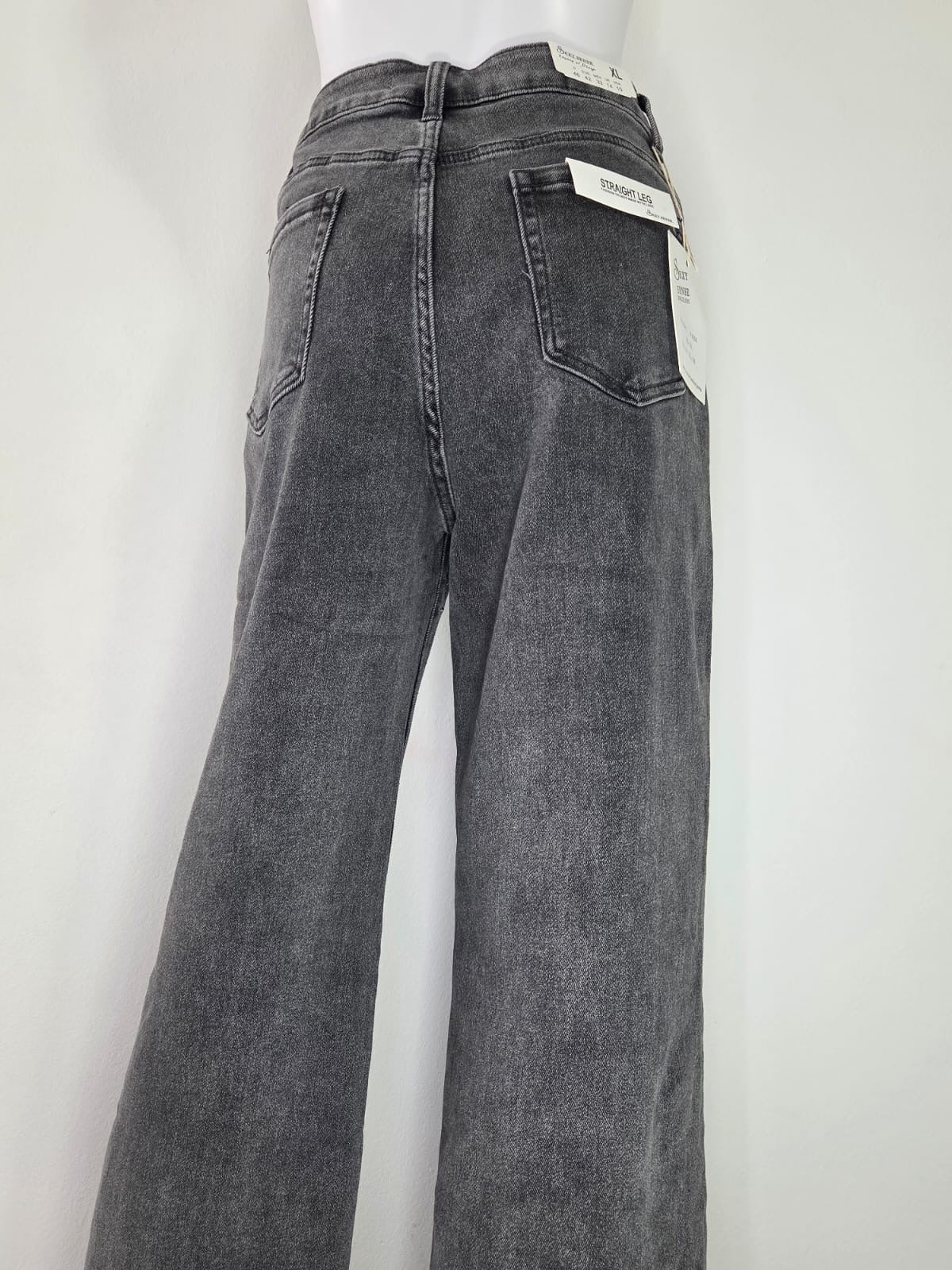 JEANS GRIGIO SCURO  CON BRILLANTINI - TAGLIO LARGO