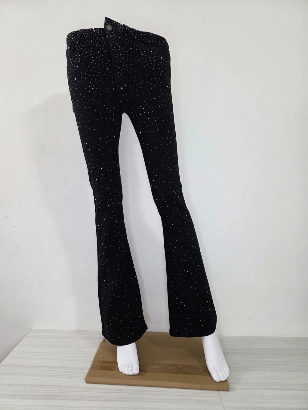 JEANS NERO CON BRILLANTINI - ZAMPA D'ELEFANTE