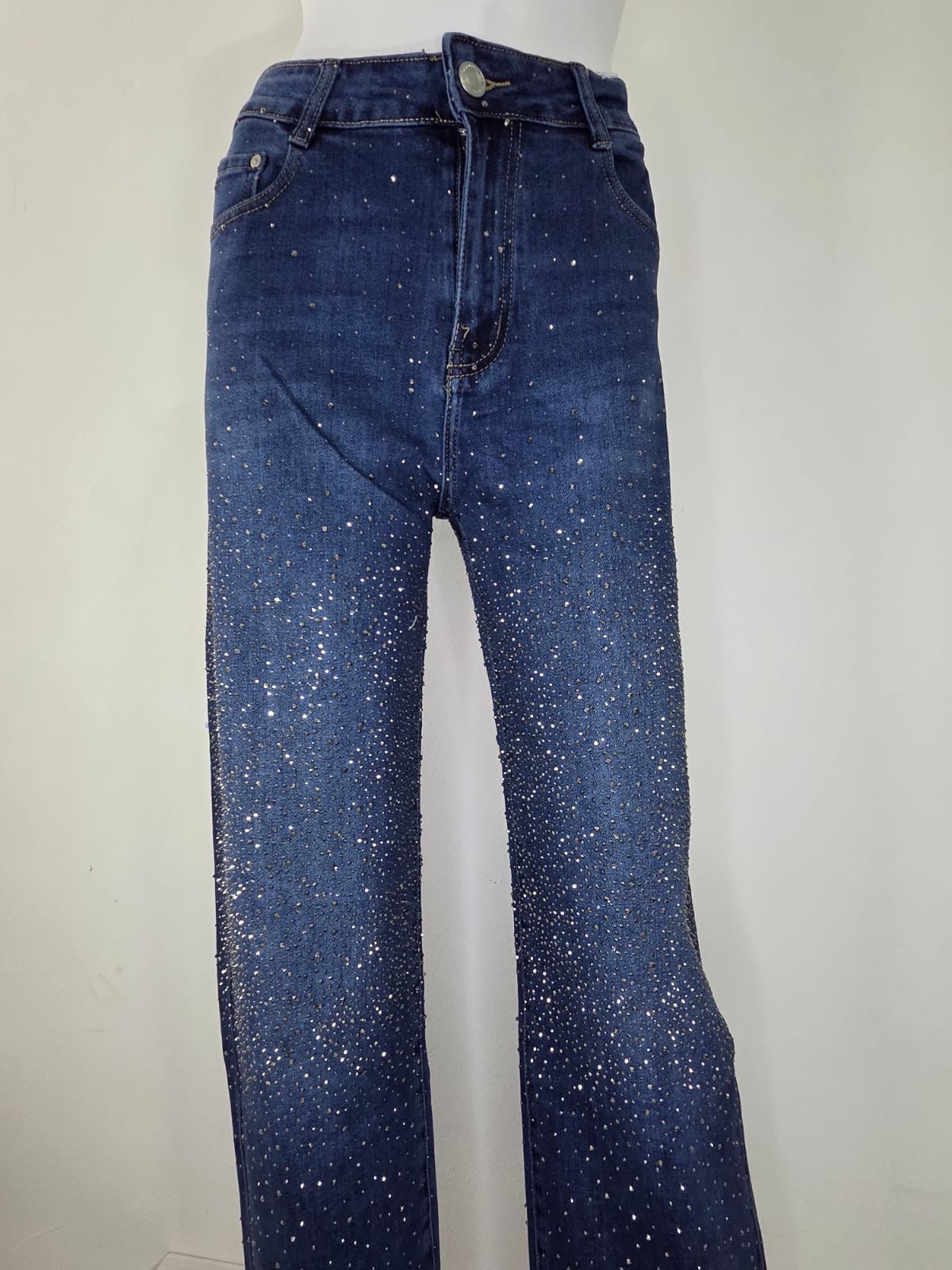 JEANS BLU SCURO CON BRILLANTINI - TAGLIO LARGO