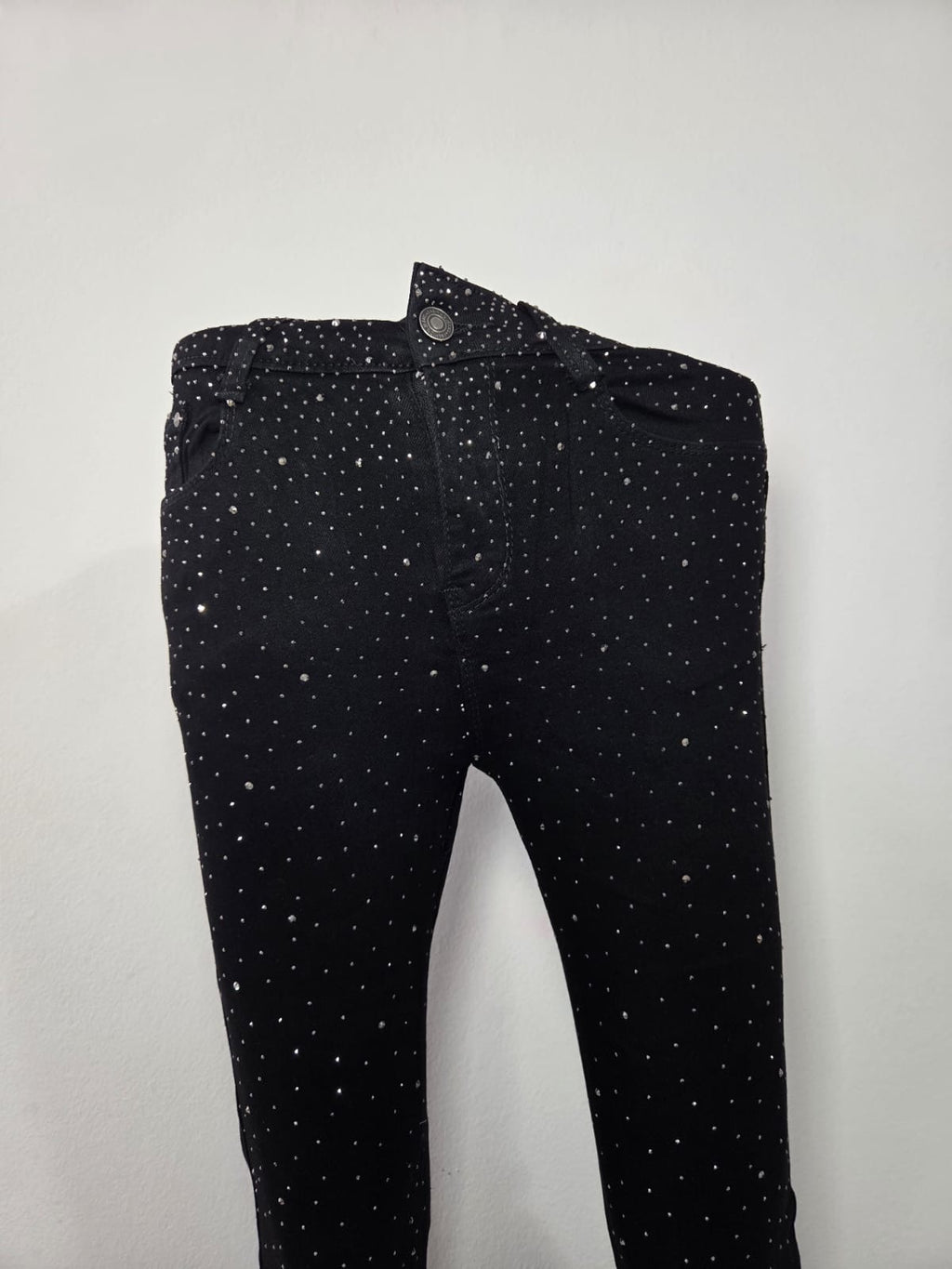 JEANS NERO CON BRILLANTINI - ZAMPA D'ELEFANTE