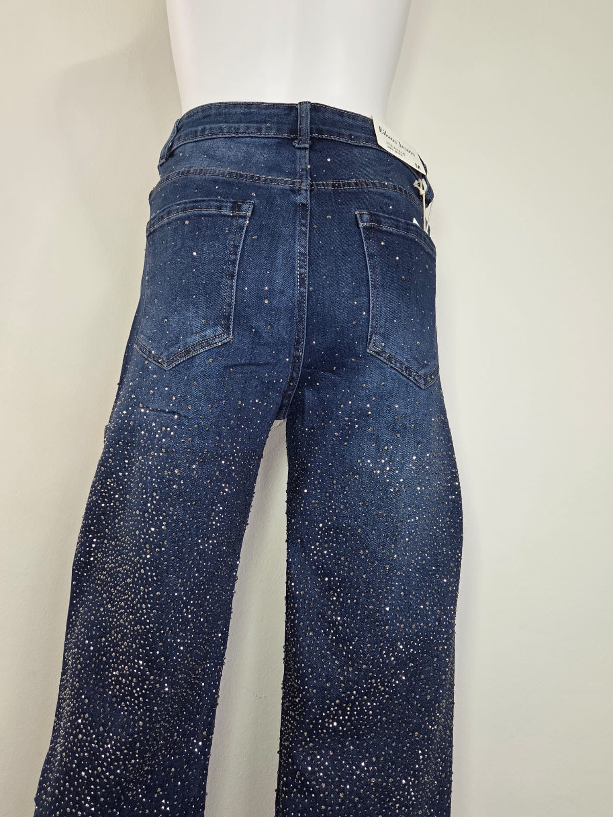 JEANS BLU SCURO CON BRILLANTINI - TAGLIO LARGO